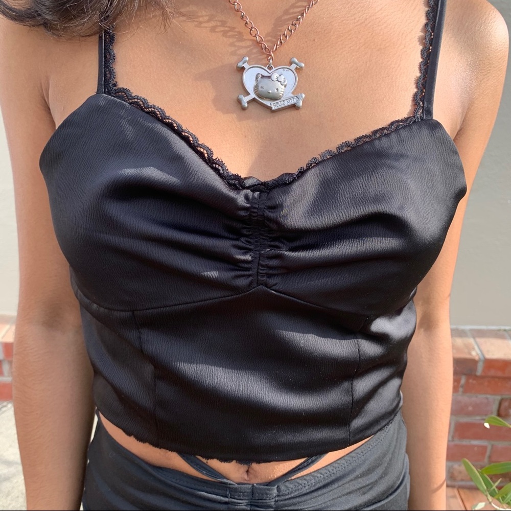 black satin bustier top